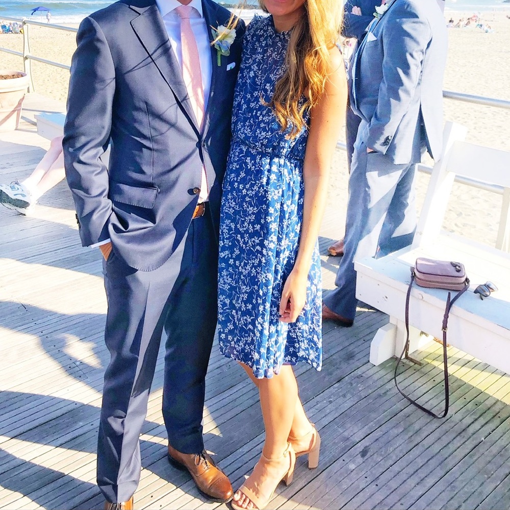 Banana Republic Blue Floral Ruffle Dress Small